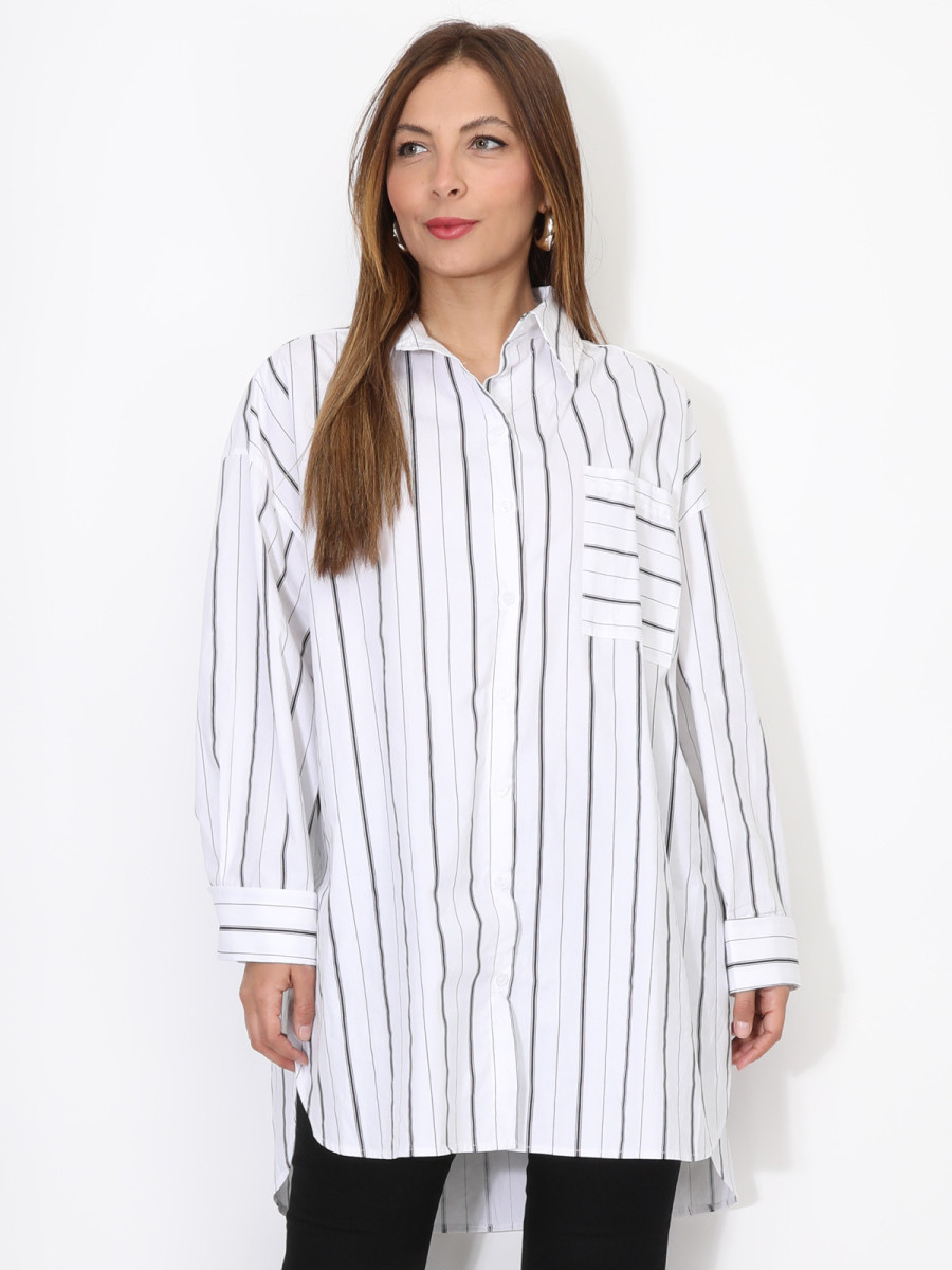 Chemise longue oversize à rayures