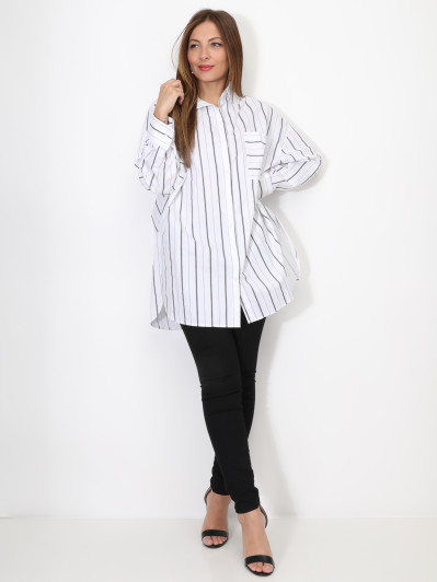 Chemise longue oversize à rayures