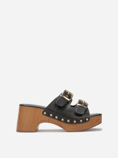 Mules sabots à boucles et clous