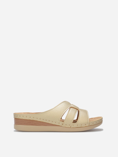 Mules compensées à brides croisées