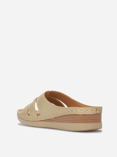 Mules compensées à brides croisées