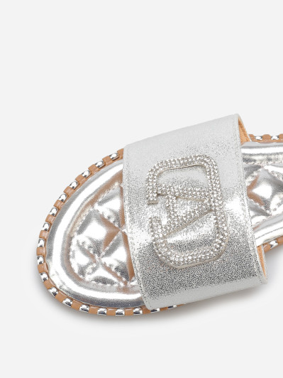 Mules plates à strass et clous