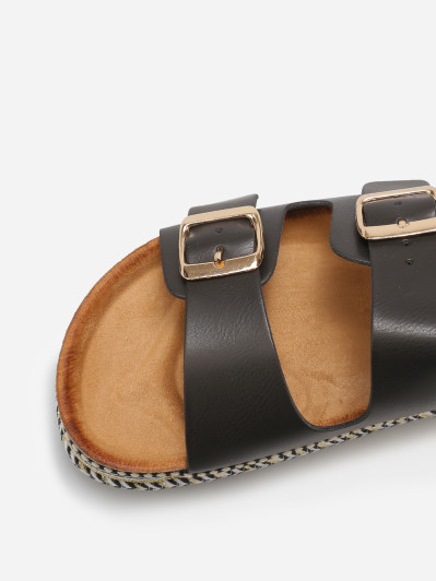 Mules à boucles et plateforme ethnique