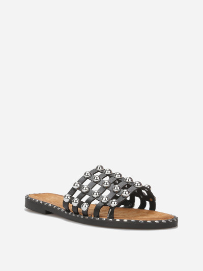 Mules quadrillées à clous