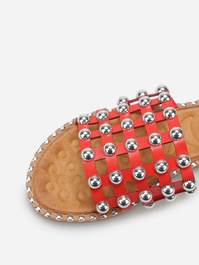 Mules quadrillées à clous