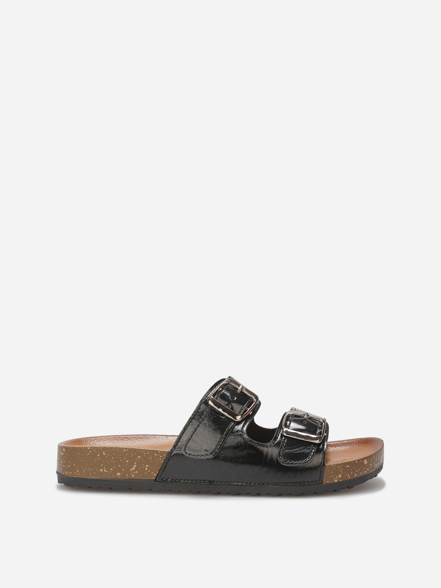 Mules vernies à boucles