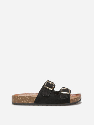 Mules en suédine avec deux brides