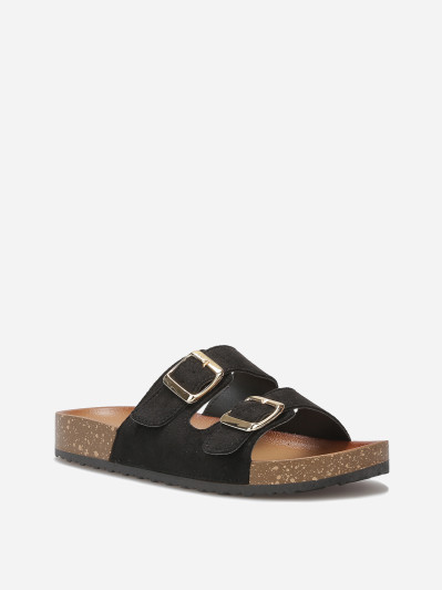 Mules en suédine avec deux brides