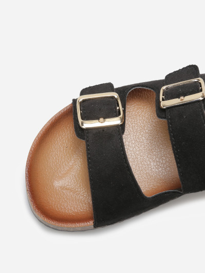 Mules en suédine avec deux brides