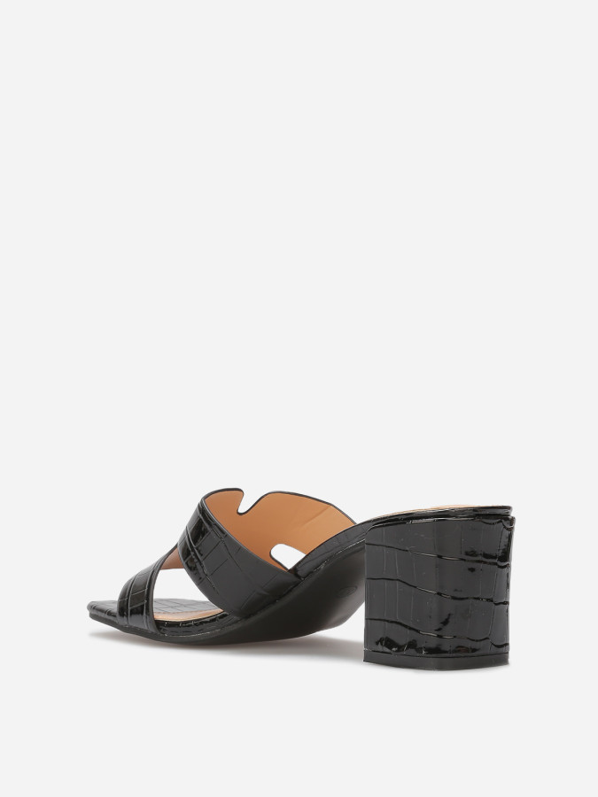 Mules ajourées à talon carré