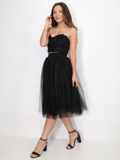 Bustier corset en tulle fleuri