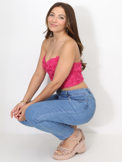 Bustier corset en tulle fleuri