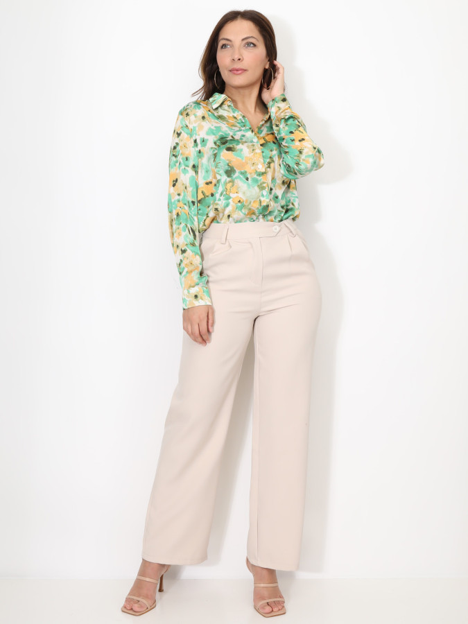 Chemise fluide à motif fleurs aquarelles