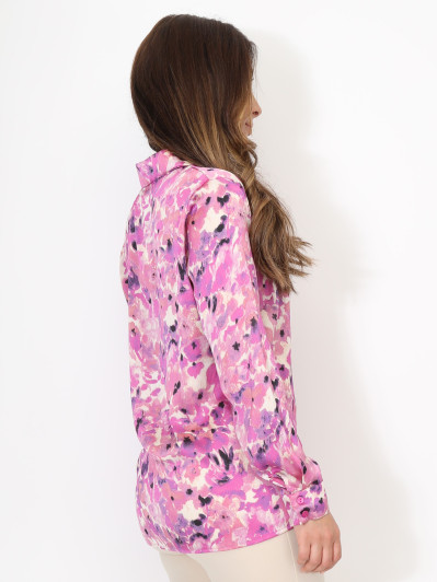 Chemise fluide à motif fleurs aquarelles