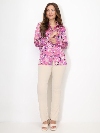 Chemise fluide à motif fleurs aquarelles