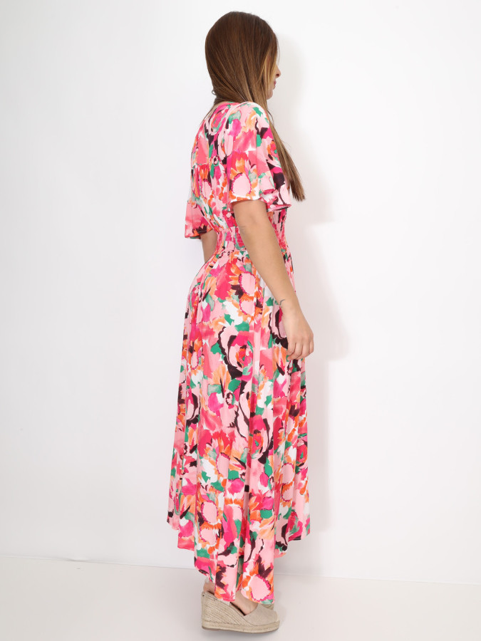 Robe longue fleurie à fente