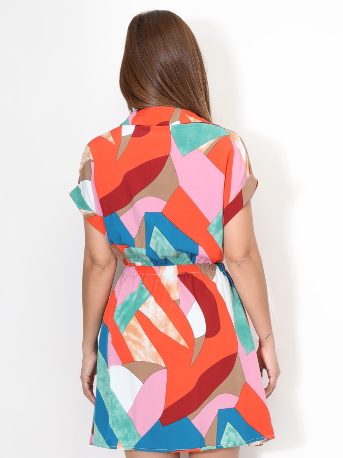 Robe à col chemise et motif rétro