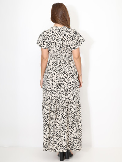 Robe longue fendue à motif cachemire