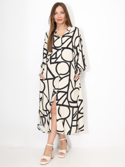 Robe chemise à motif géométrique