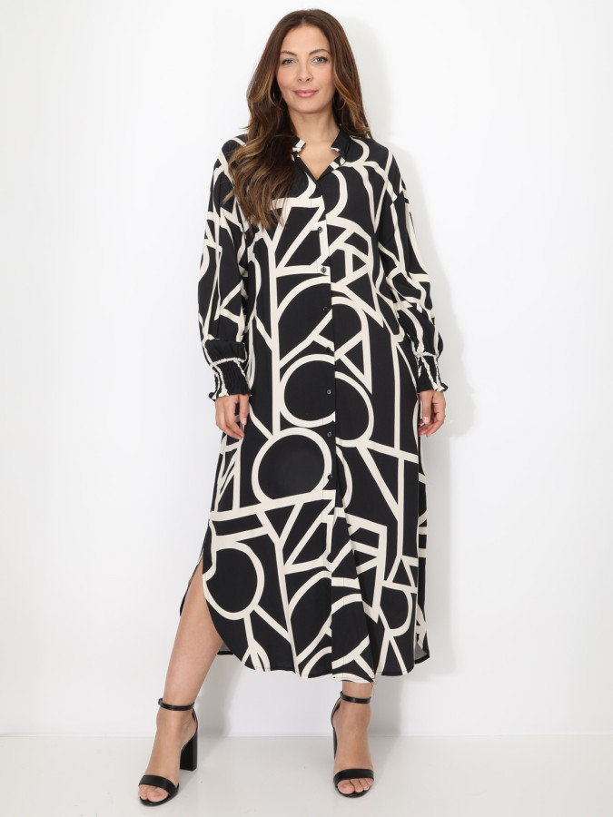 Robe chemise à motif géométrique