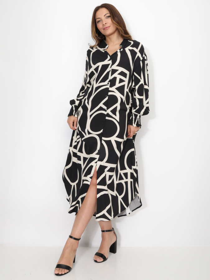 Robe chemise à motif géométrique
