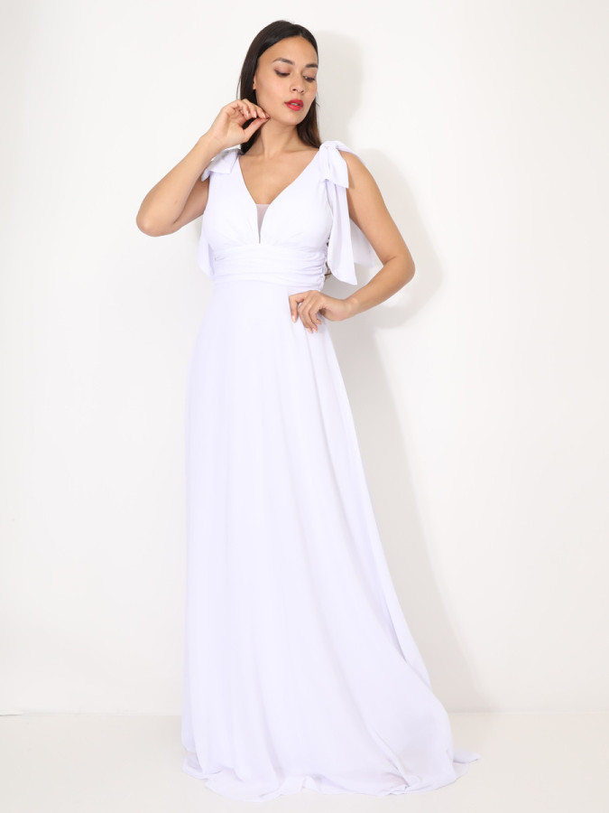 Robe de cérémonie drapée à rubans