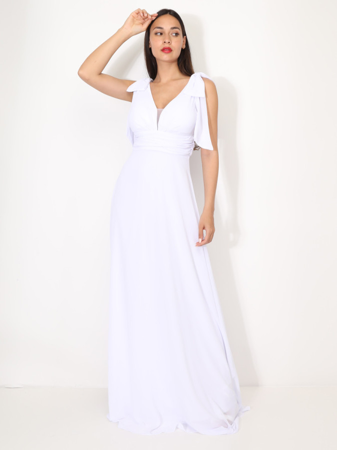 Robe de cérémonie drapée à rubans