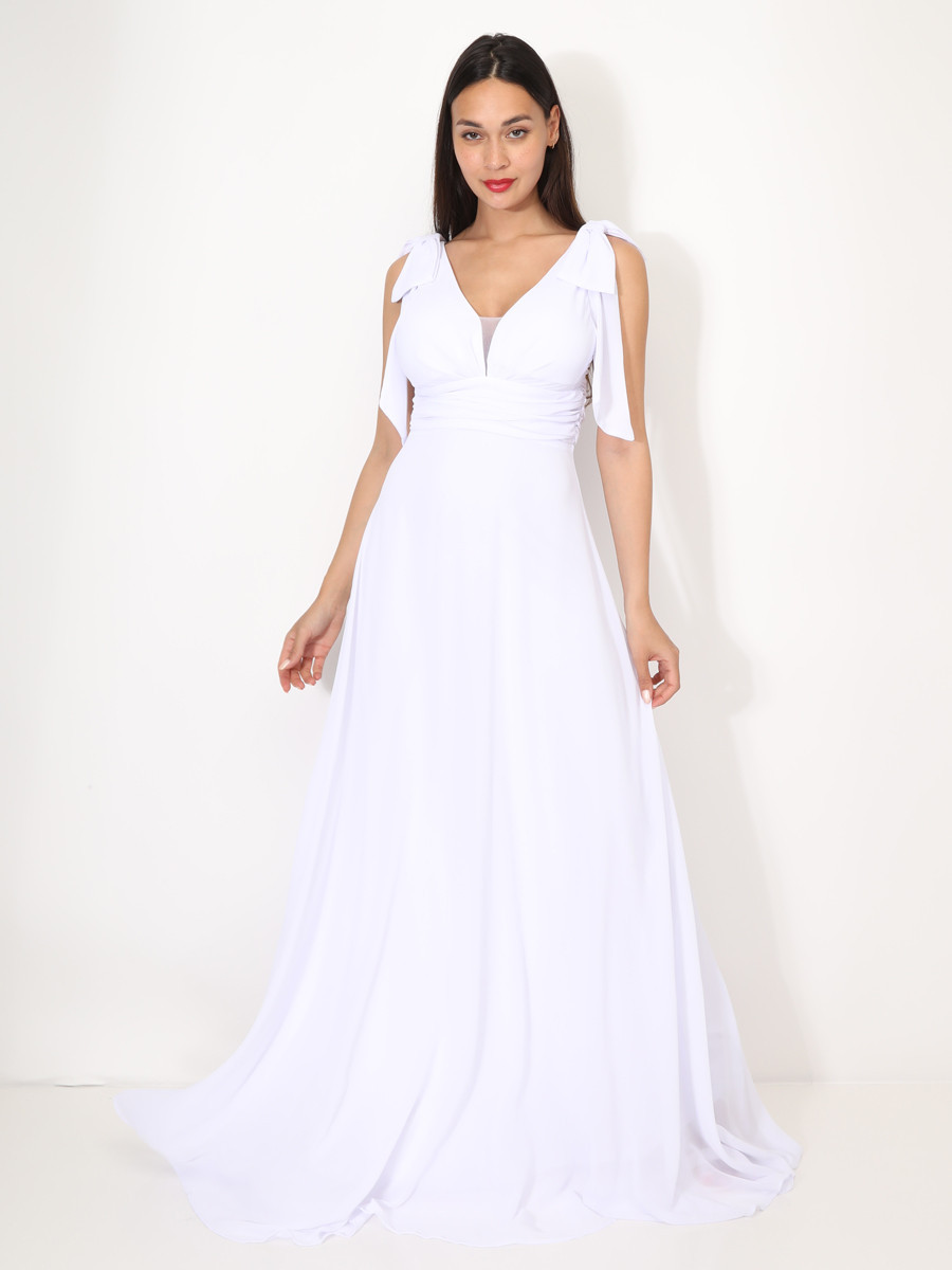 Robe de cérémonie drapée à rubans