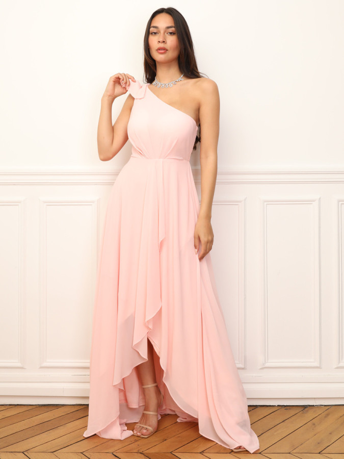 Robe de cérémonie asymétrique et drapée