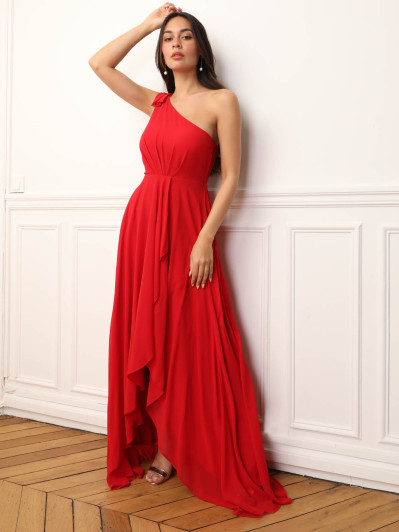 Robe de cérémonie asymétrique et drapée