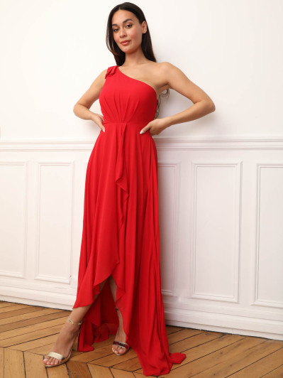 Robe de cérémonie asymétrique et drapée