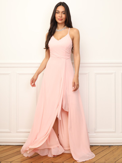 Robe de cérémonie fendue à volants