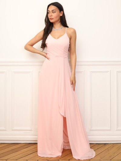 Robe de cérémonie fendue à volants