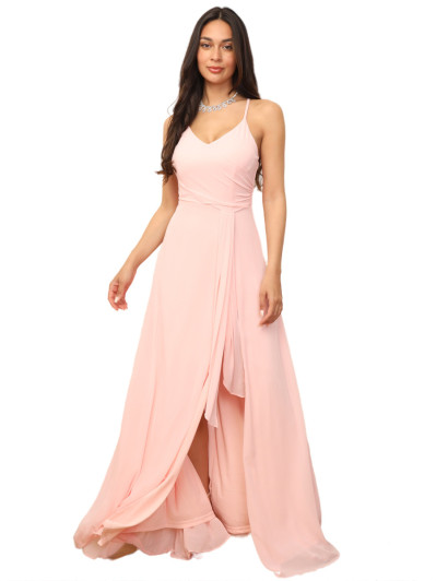 Robe de cérémonie fendue à volants