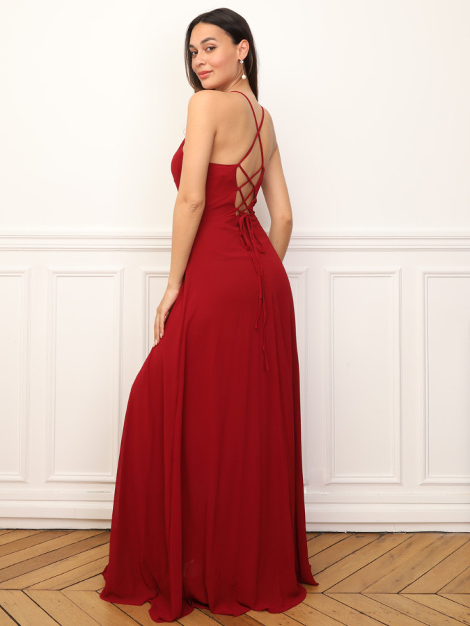 Robe de cérémonie fendue à volants