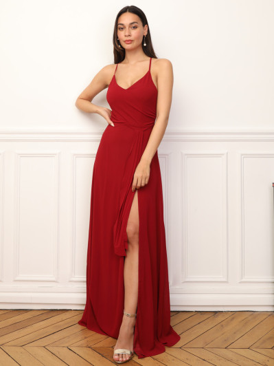 Robe de cérémonie fendue à volants