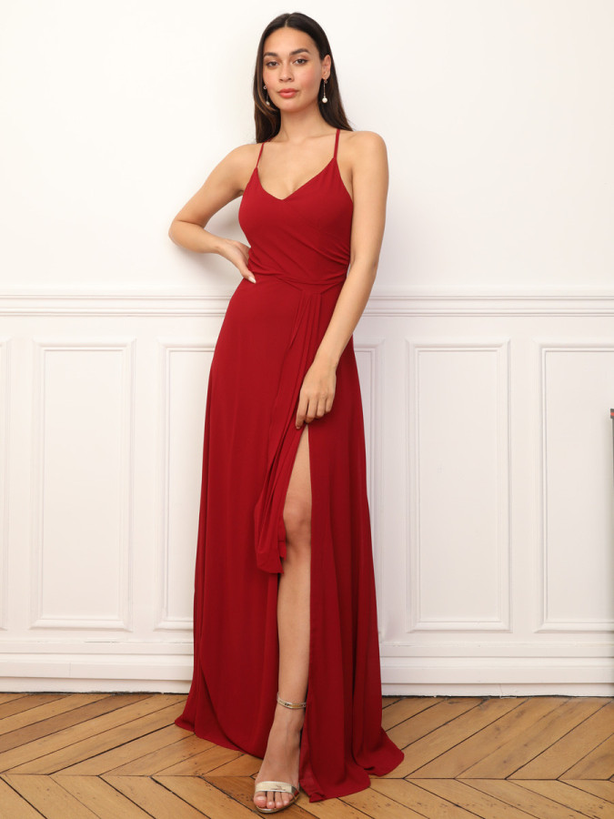 Robe de cérémonie fendue à volants