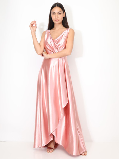 Robe de cérémonie satinée et drapée