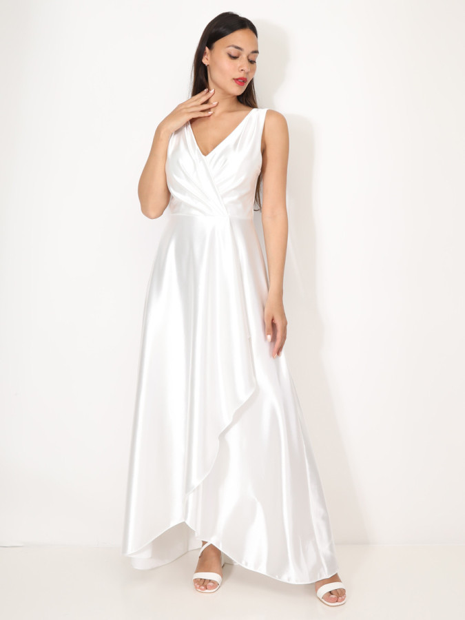 Robe de cérémonie satinée et drapée