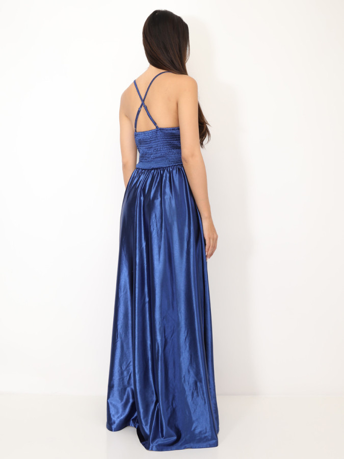 Robe de cérémonie satinée et fendue