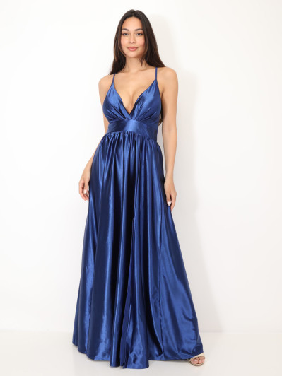 Robe de cérémonie satinée et fendue