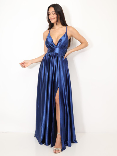 Robe de cérémonie satinée et fendue