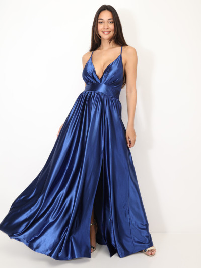 Robe de cérémonie satinée et fendue