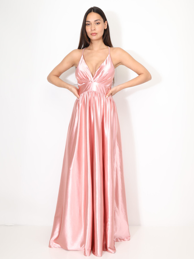 Robe de cérémonie satinée et fendue