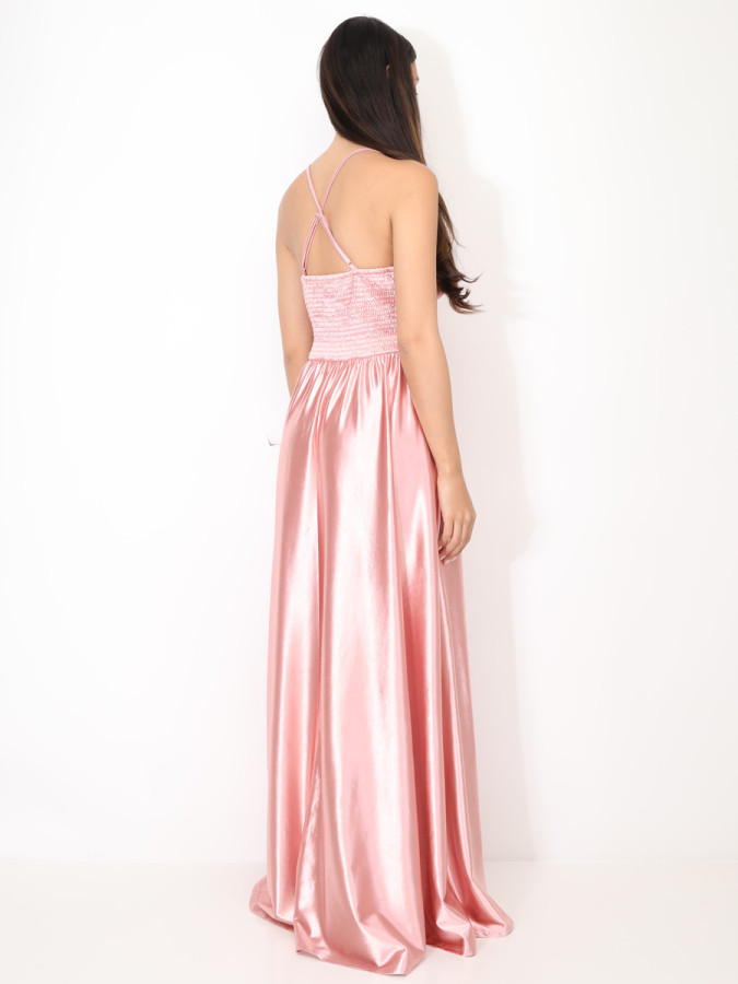 Robe de cérémonie satinée et fendue