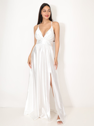 Robe de cérémonie satinée et fendue