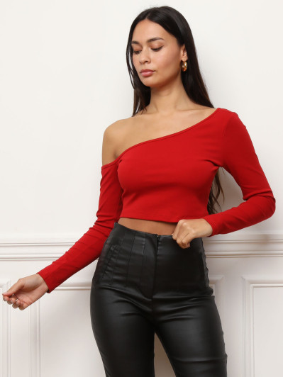 Crop top à manches asymétriques