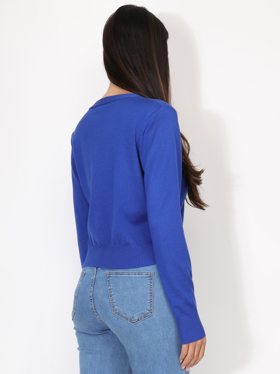 Cardigan Fille Coton Bleu - Col V - Taille 7 Ans - TU