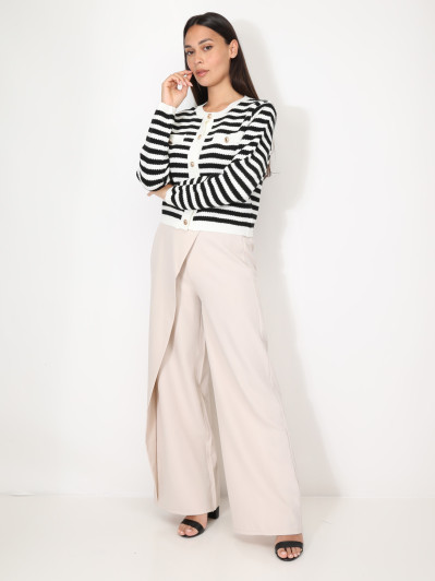 Cardigan à rayures et boutons dorés