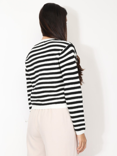 Cardigan à rayures et boutons dorés